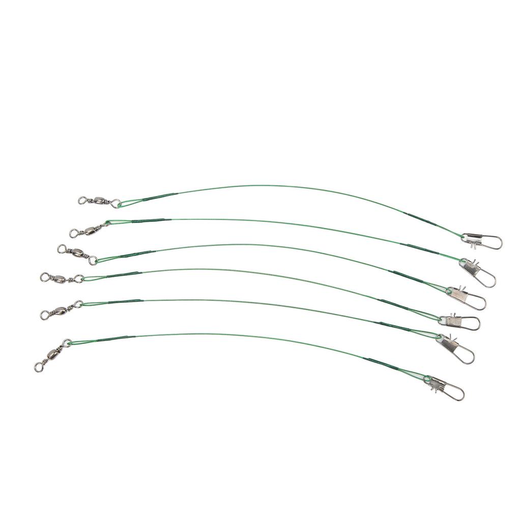 100PCS Fishing Leader Swivels Snap Anti Corroison Hard Steel Wire Leader for Saltwater 15cm / 5.9in