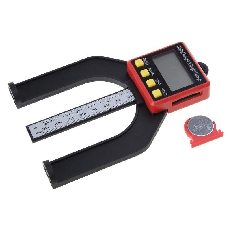 Portable Digital Height Gauge Table Saw Depth Measuring Ruler, Router Depth Gauge Saw Table Thickness Gauge LCD Height