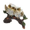 Couple Owl Decorative Statue Sculpture Water Transfer Owl Perching On Branch Desktop Resins Ornament for Animal Lover