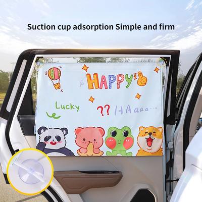 Car Curtain Suction Cup Cartoon Cute Baby Sun Protection Heat Insulation Sun Shield Kids Car Side Window Sunshades Sun Shade