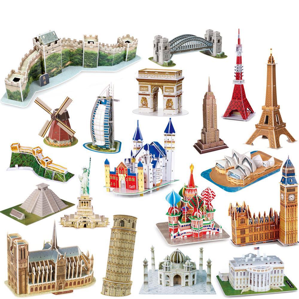 World Landmark 3D Puzzle Kit for Kids - Educational Paper Toy