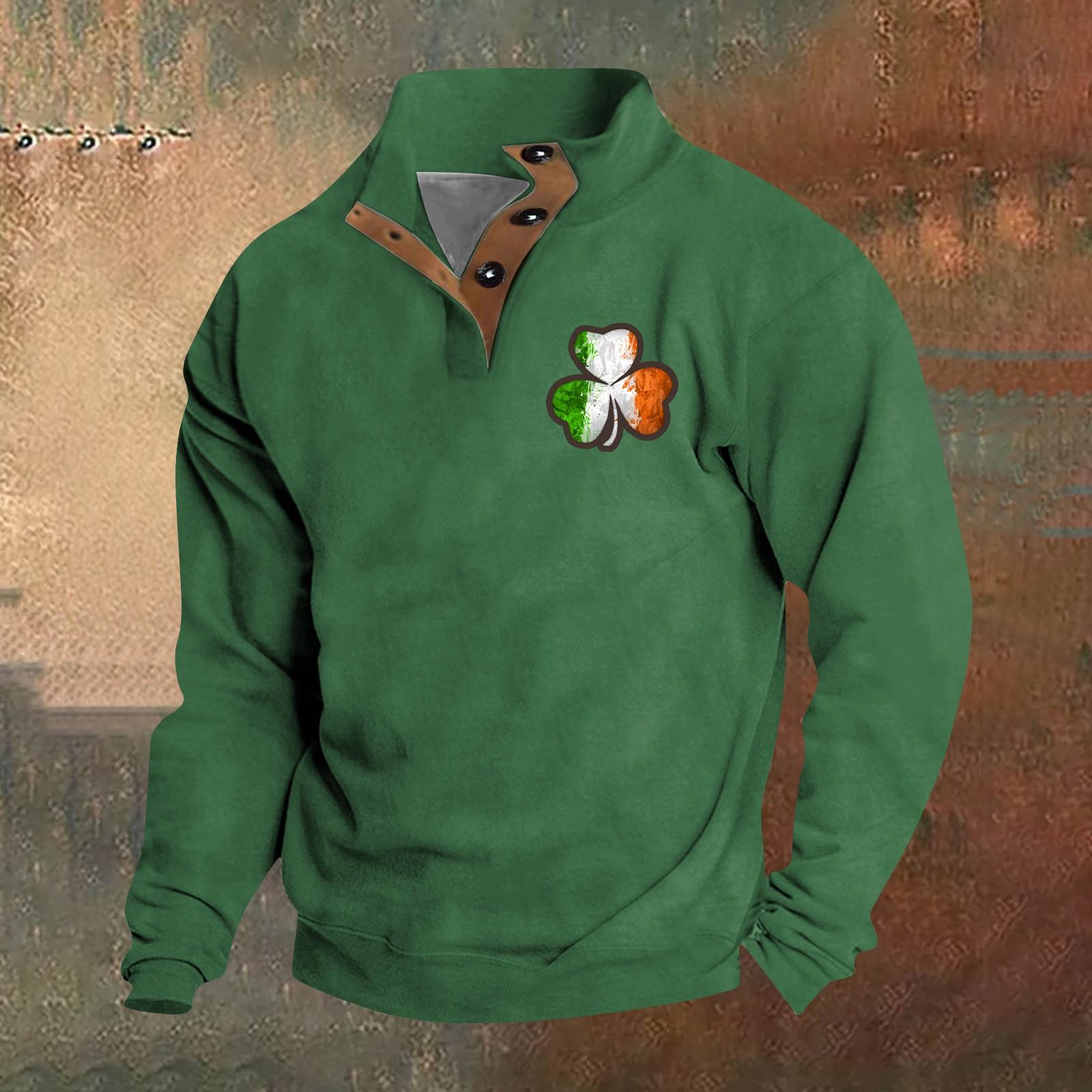 

Spring And Men s Standing Collar Sweatshirt Is Outdoor Casual Sweaters Tops XXL темно-зелений колір