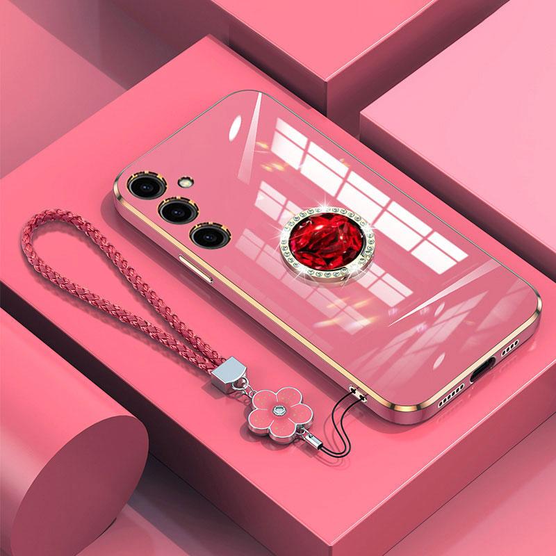A 16 15 05S 5G Hülle Luxus Diamant Ring Cover für Samsung Galaxy A16 A15 A05S A25 A55 Telefonhülle mit Lanyard Plating Hüllen A 16