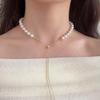 Elegant Korean Pearl Pendant Necklace with Adjustable Drawstring and Tassel for Women