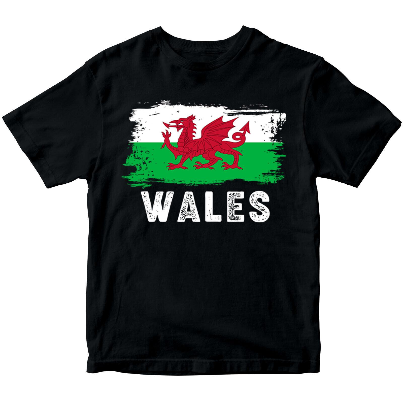 Wales Country Flag Nationality Supporter Football Boys Girls T-Shirt Mens Womens Tees Tops DNE S