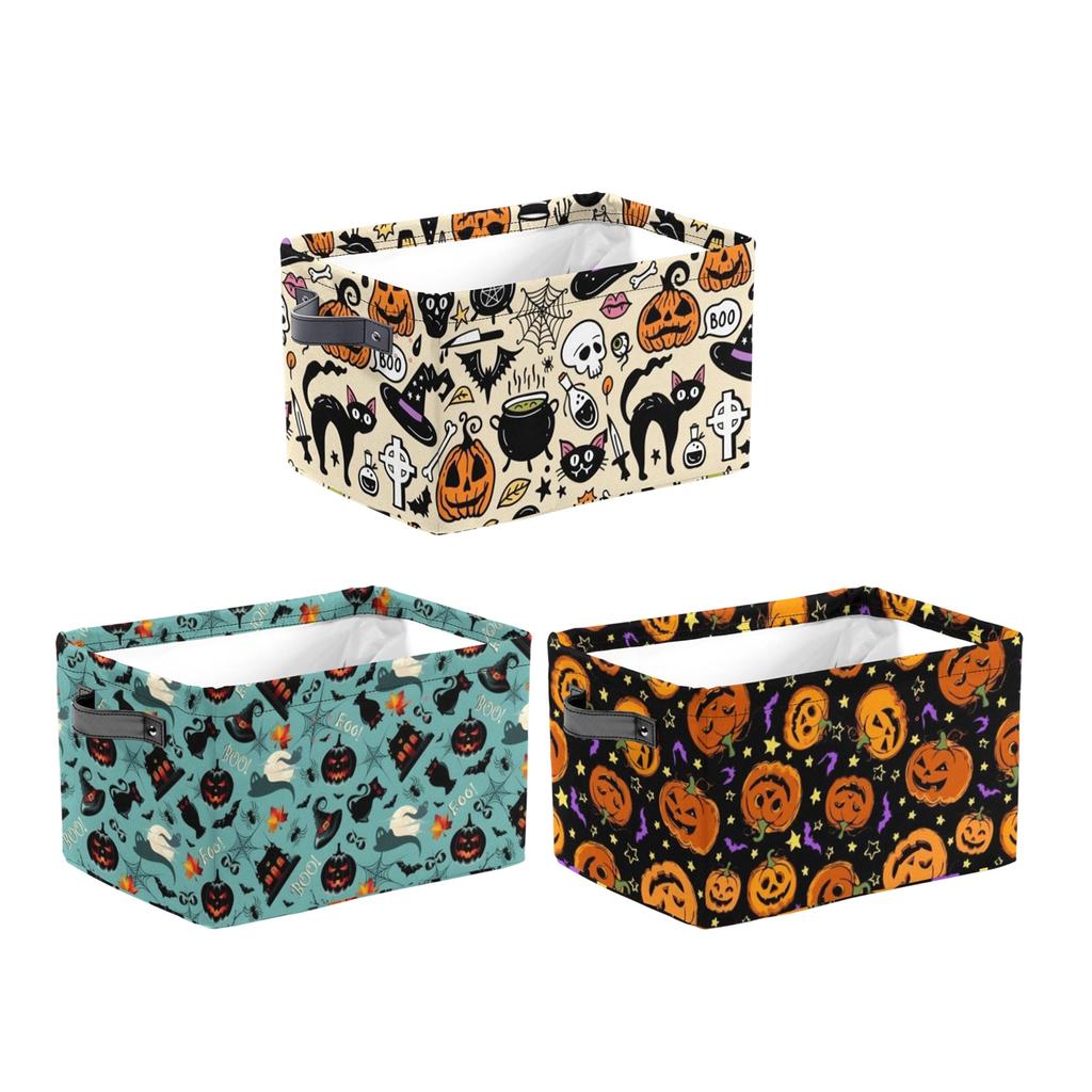 Halloween Printed Storage Basket, Large Capacity with Handles for Clothes and Pants
