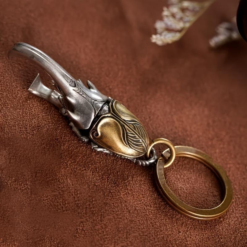 Vintage Beetle Keychain Metal Bottle Opener With Intricate Wing Design Durable Keyring For Men Metallic Finish Unique Gift