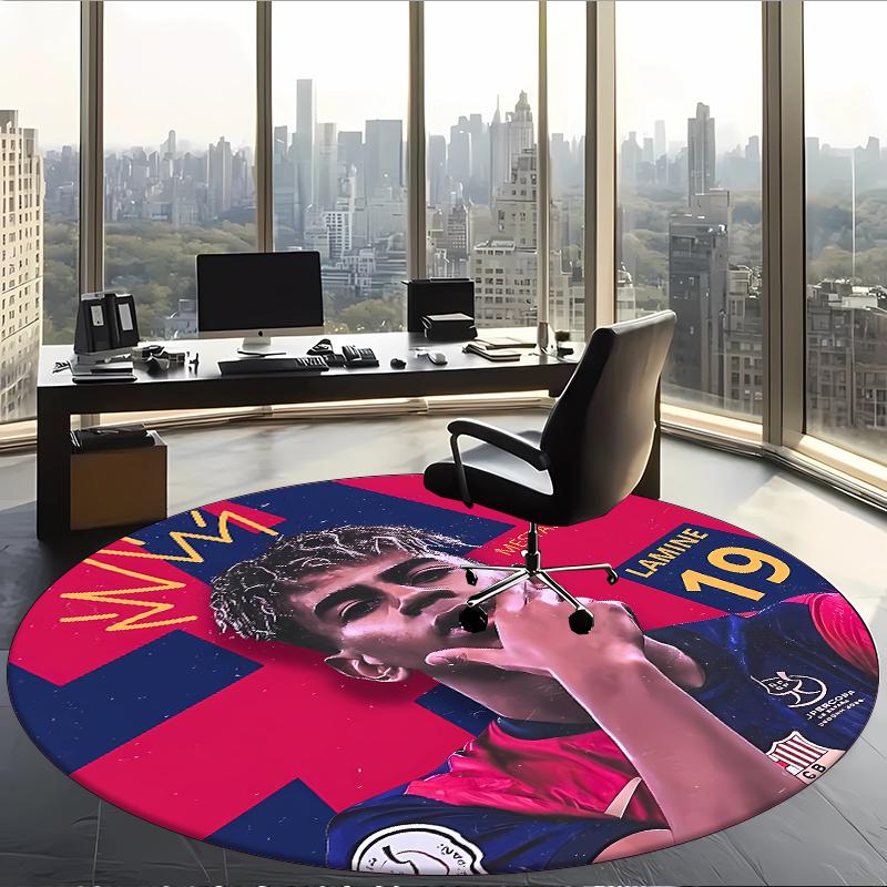 Lamine (19) Round Office Rug Decorative Floor Rug for Office Bedroom Living Room and Home Space