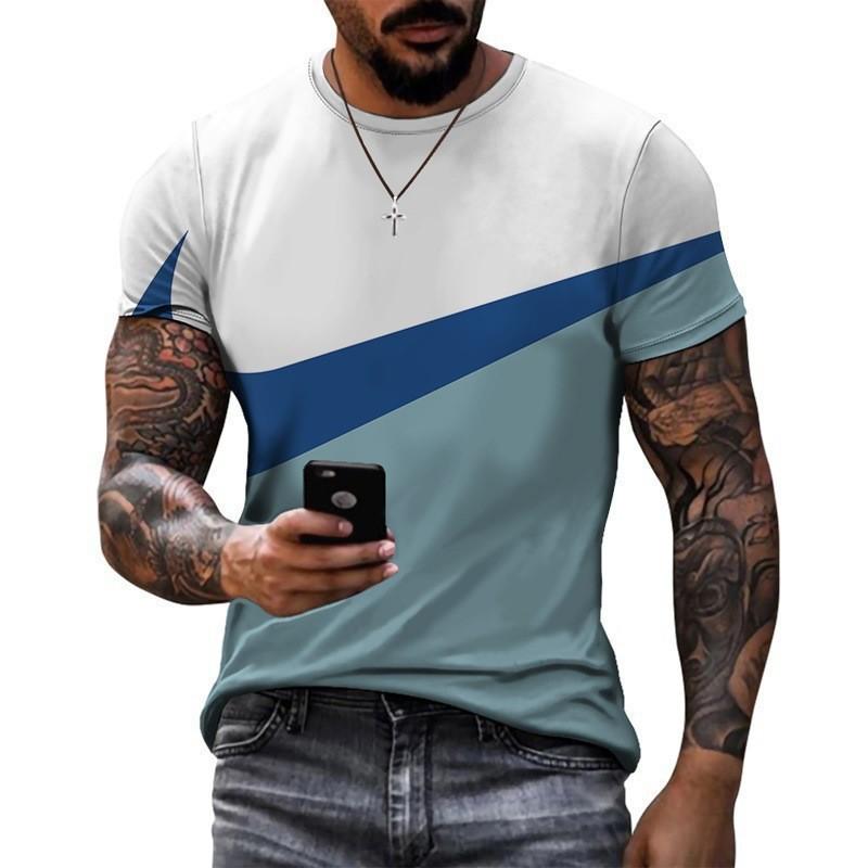 Fashionable men's round neck casual sports short sleeved shirt