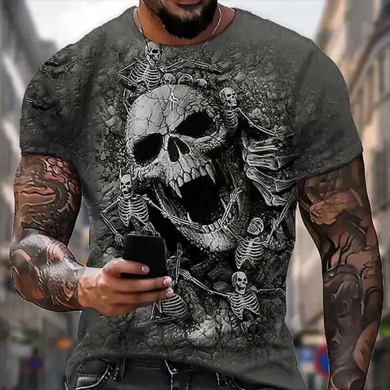 Summer Horror Skull T-shirts 3D Printed Men's Women Casual Short Sleeve Round Neck T Shirt Oversized Tees Tops Man Clothing