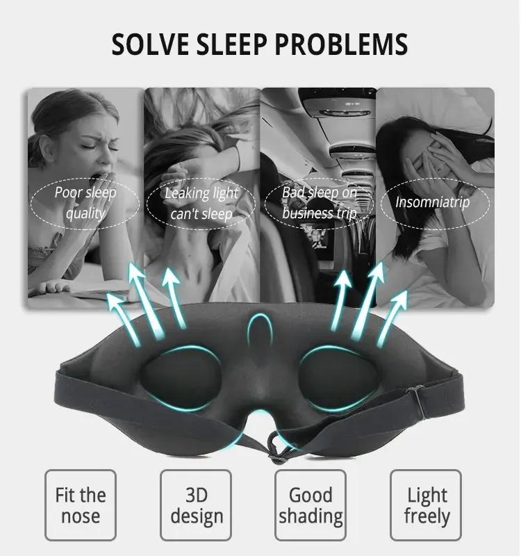 3D Sleeping Mask Block Out Light Sleep Mask For Eyes Soft Sleeping Aid Eye Mask for Travel Eyeshade Night Breathable Slaapmasker
