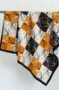 Women' Scarf 90X90 with Letter Pattern - Amber and Black Check with Monogram