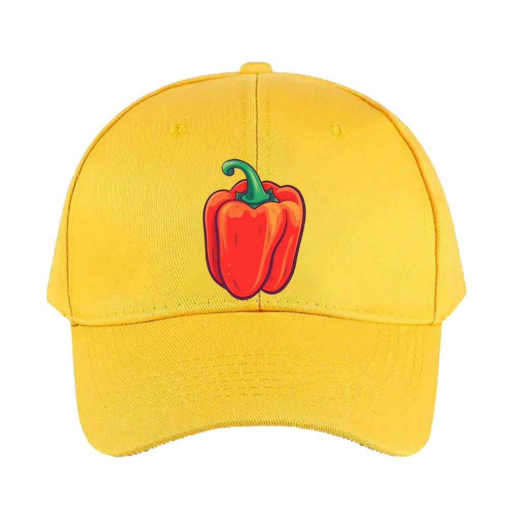 Vibrant Bell Pepper illustration for Gardening Woman Man Baseball Cap Adult Adjustable with Curved Brim Hiking Fishing Hat