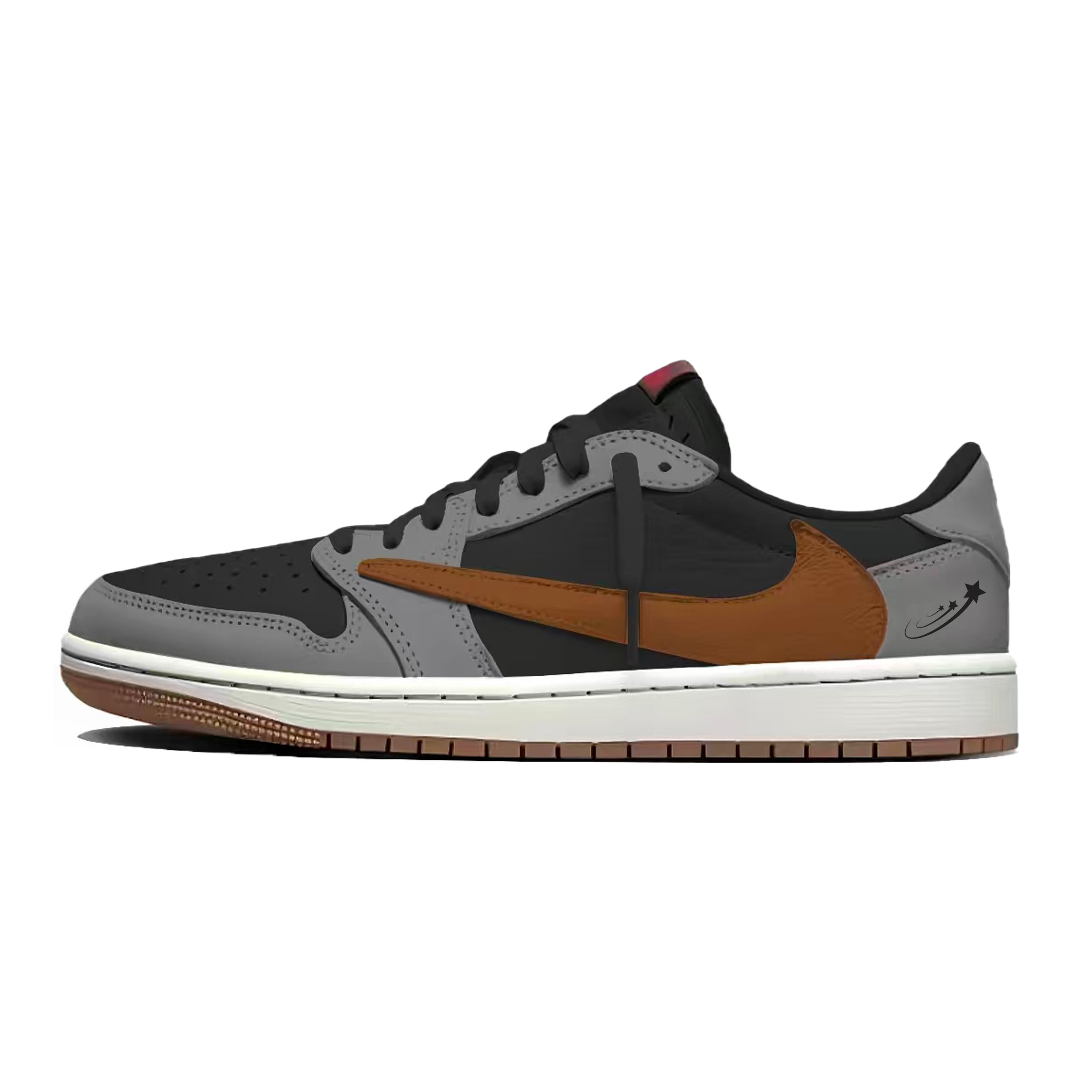 

Jordan x Travis Scott Air Jordan 1 Fashion, Trendy Cushioning Slip Resistant Low top Vintage Basketball Shoes Women s DZ4137-700(Team1803-2) 36.5