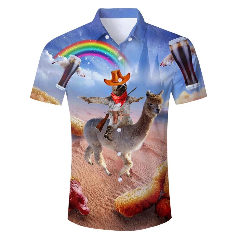 Cămașă Hawaiiană de Plajă pentru Bărbați Imprimeu 3D Animal Amuzant Tricou Top Casual cu Mânecă Scurtă Butonată Cămași Aloha de Vacanță Streetwear