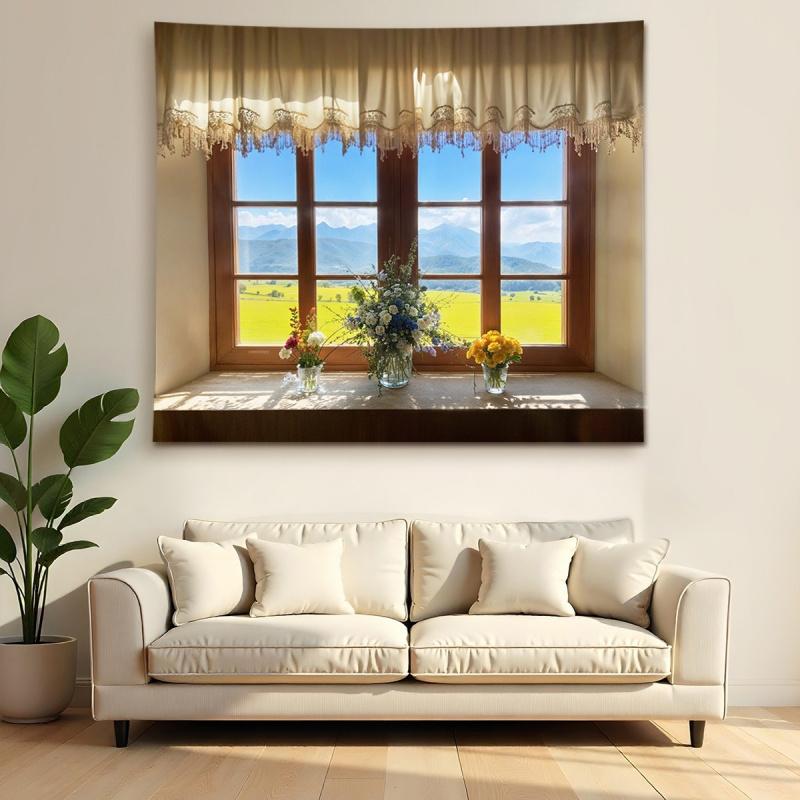 Tropical Beach Palm Tree Tapestry Ocean Scenery Wall Hanging Polyester Summer Aesthetic Decor for Bedroom Living Room Dorm