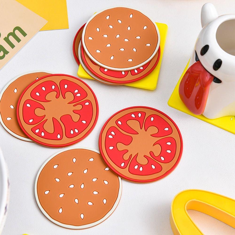 6/9/12pcs Creative Hamburger Coaster Cute Cup Pad Table Decoration Insulation Mat  Gift