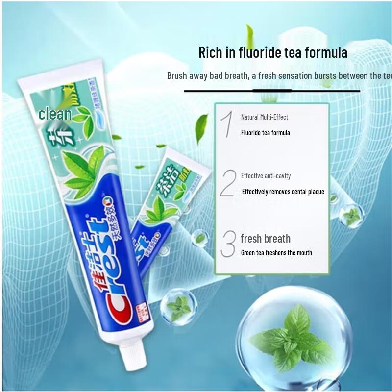 Crest Herbal Crystal Fluoride Toothpaste, Refreshing Mint, 140g x 10 Tubes