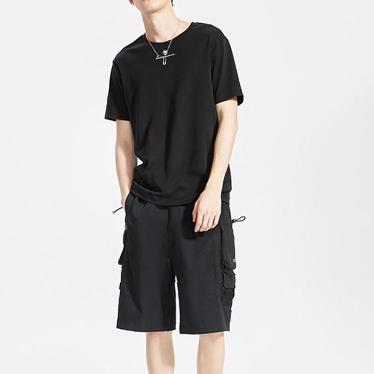 Li Ning T Shirts Men's Black Crew Neck Moderate Straight Fit AHSQ237-2