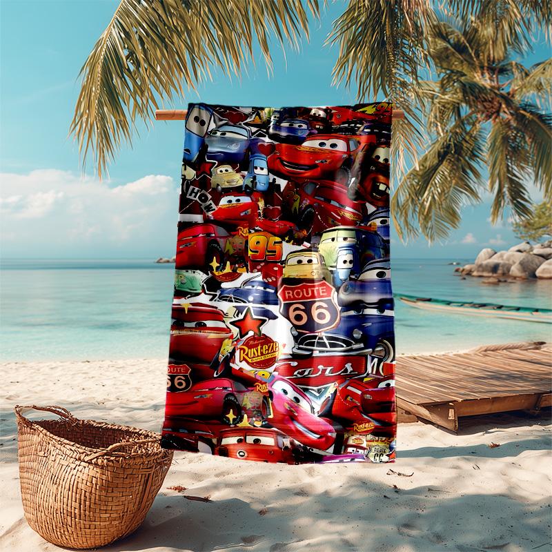 1pc Cars Movie Characters Beach Towel, Highly Absorbent, Soft Comfortable, Yoga, Swimming, Fitness, Camping, Beach Activities. B73009