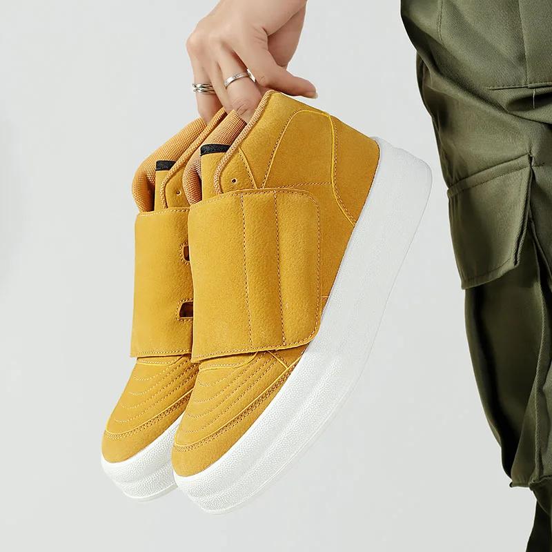 

Men Sneakers Casual Sports Shoes Personalized Design Skateboard Breathable Outdoor VELCRO Sneakers Running Male Walking Shoes 44 жёлтый