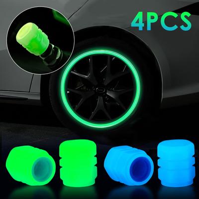 4Pcs Valves Stem Caps Tire Valves Caps Universal Sparkling Rhinestones Illuminated Luminous Valves Nozzles Stem Cover Decor