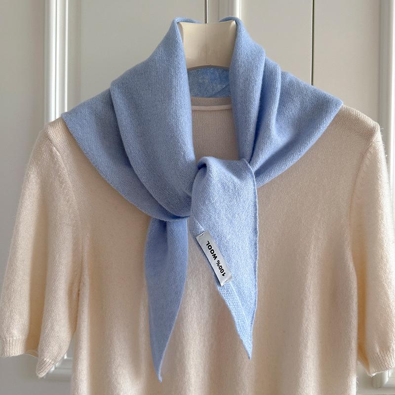 British Korean Triangle Scarf  Wool Triangular Scarves Women Headscarf Knitted Shaws Multi-Functional Warm Knitted Poncho