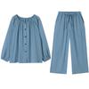 Spring pajamas women's 1011 new pure cotton simple spring and autumn long-sleeved cardigan two-piece cotton loungewear set