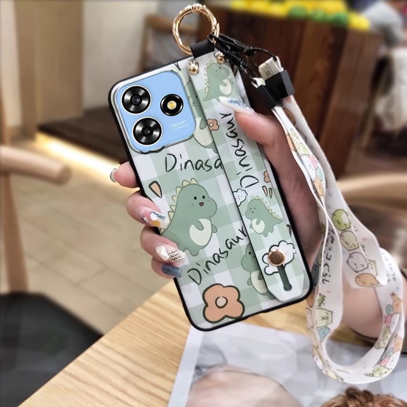 Dirt-resistant Wristband Phone Case For ZTE Blade A73 4G/V50 Smart Anti-knock Cartoon Wrist Strap Phone Holder Soft Case