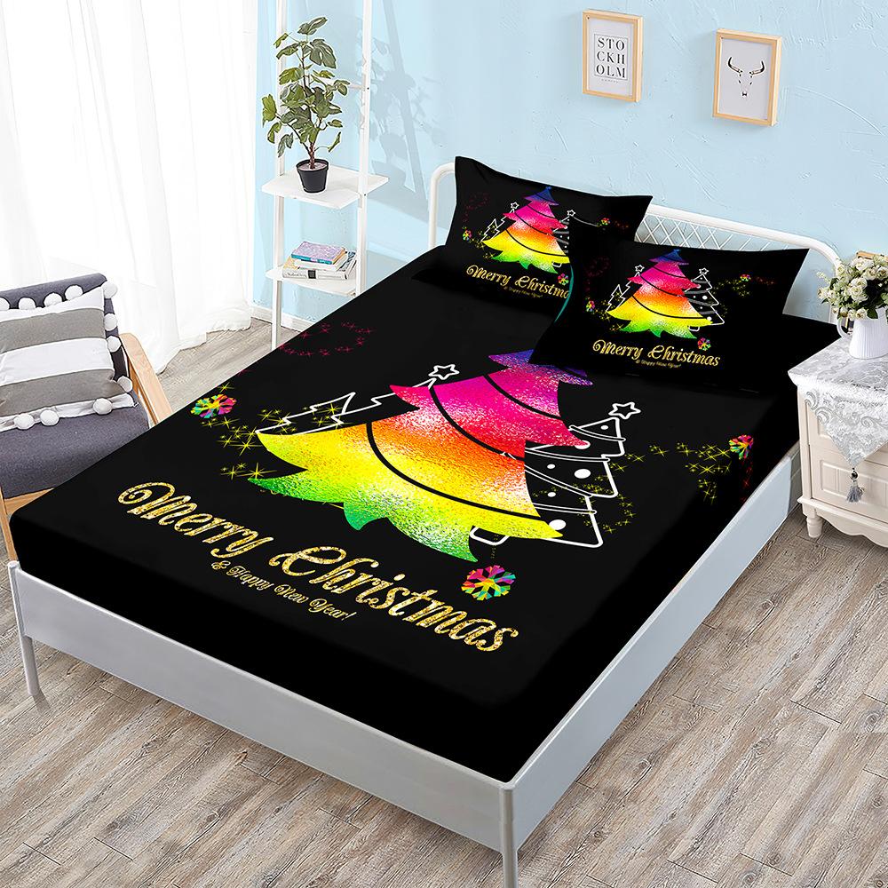 Christmas Three-Piece Mattress Digital Printing Mattress Cover Mattress Protective Cover