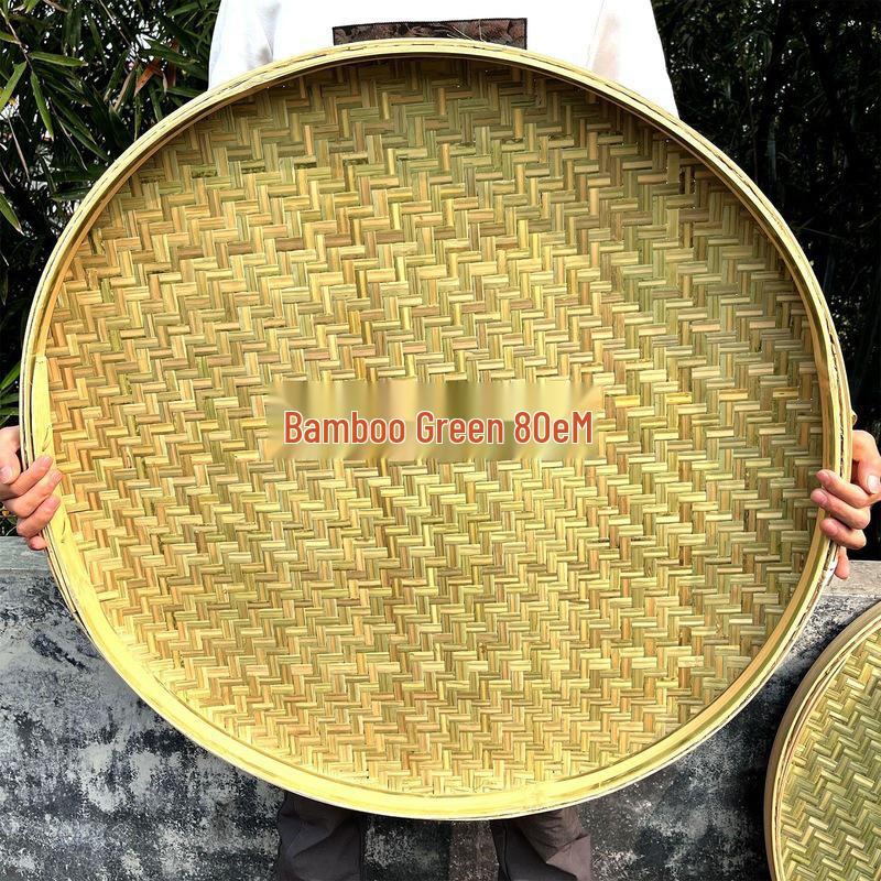 Große handgefertigte Bambus-Worfschale: Rattan gewebt, dekorativ und ideal zum Trocknen von Waren.