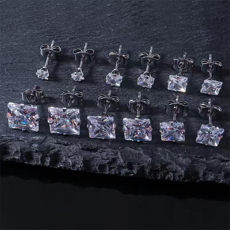 

Корейские модные серьги-пусеты с цирконом - нержавеющая сталь, 4 крапана, застежка-бабочка, женские украшения для хряща 3mm