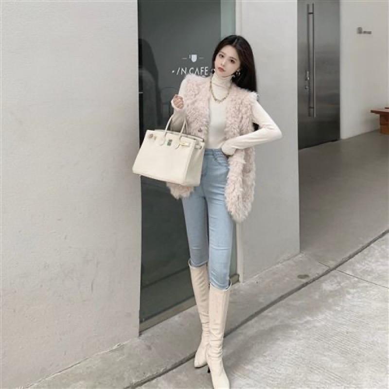 Women's Autumn Solid Color Temperament Lamb Wool Vest
