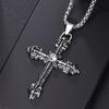 Collana con Croce di Gesù Cristiana per Uomo Donna Catene in Acciaio Inossidabile Choker Religione Ciondoli Blu Gioielli Regali per Preghiera Battesimo