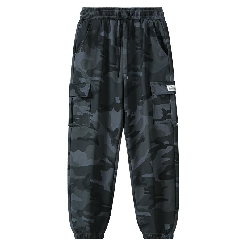 Spring and Autumn Camouflage Overalls Men's Trend Tie Legs Large Size Fat Loose Sports Casual Pants