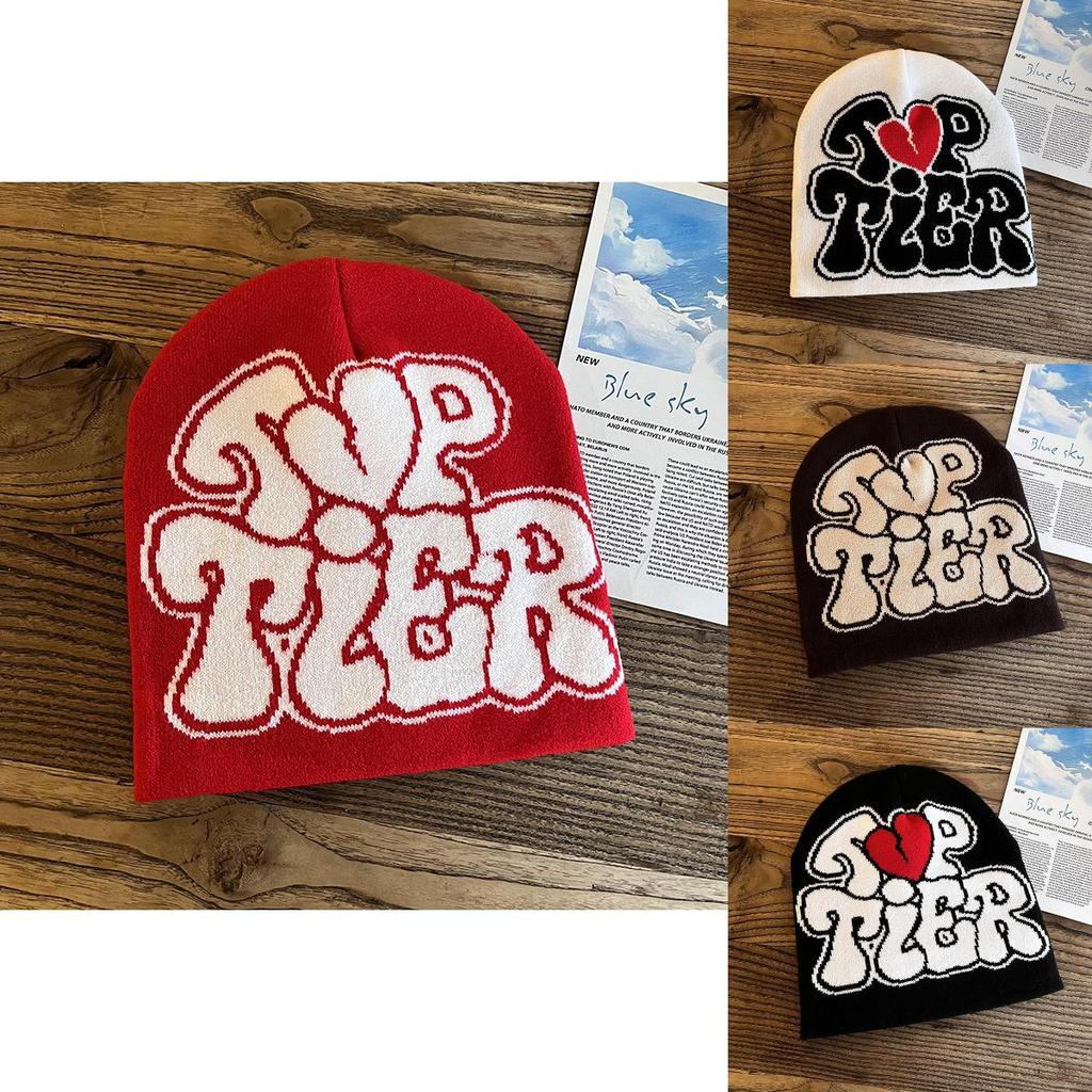 Knit Hat With Heart Letter Pattern For Winter Warmth Unisex Fashion Accessory