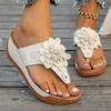 Summer new large size shoes flower slope heel open toe wearing slippers women's sandals