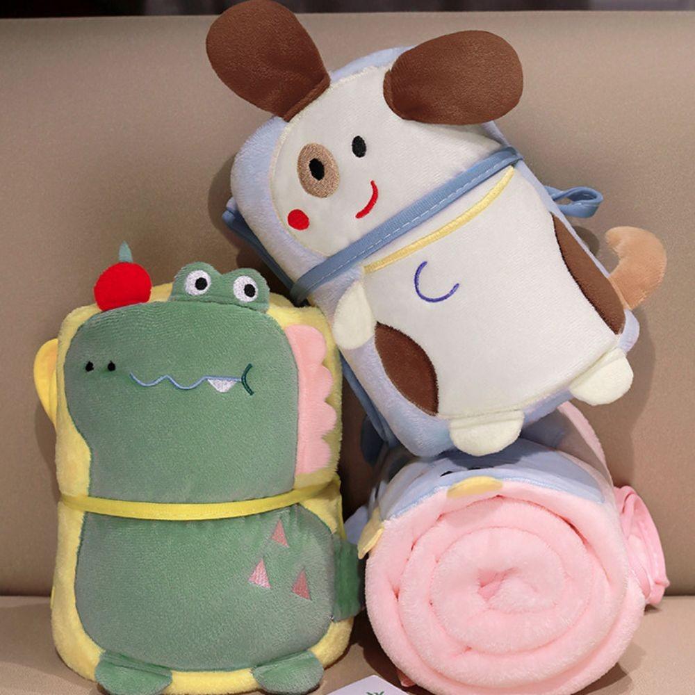 Skin-friendly Cartoon Animal Newborn Blanket Space-saving Nap Pillow Children Gift