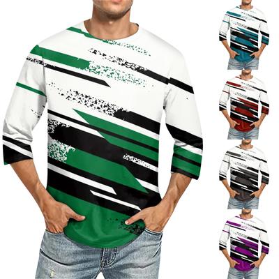 Men'S Round Neck Three-Quarters Sleeve Top Casual Fashion T-Shirt