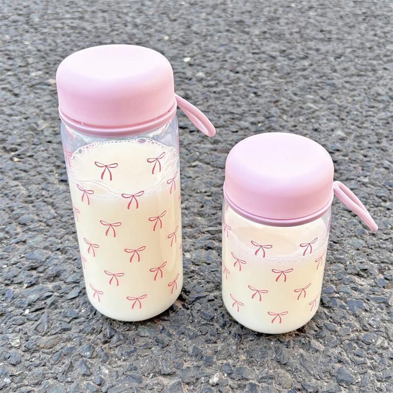 Bowknot Plastic Water Cup Student Portable Cold Drink Cup Coffee Juice Milk Portable Large Capacity Water Cup
