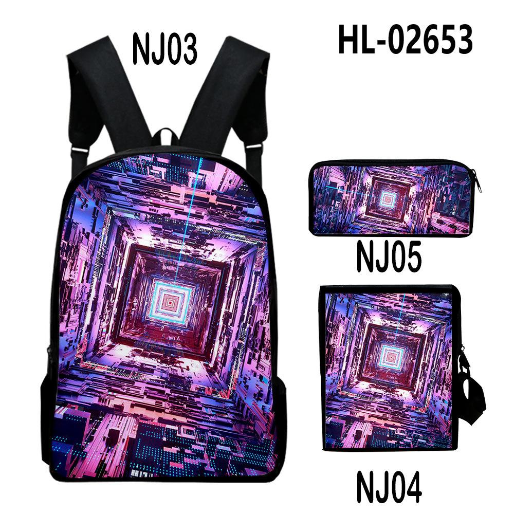 Stile Classico Novità Tecnologia Stampa 3D 3pz/Set pupilla Zaini Scolastici Zaino Daypack per Laptop Borsa a spalla inclinata Astuccio