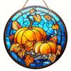 Halloween pumpkin stained glass pendant for decoration, wall art home decoration, holiday door hanging decoration