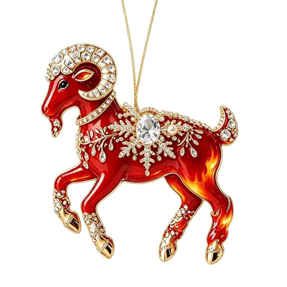 Glänzendes Ziegen-Hängeornament Acryl-Weihnachtsbaumschmuck Neues Sternzeichen Ziege Souvenir Taschenanhänger