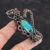 Chrysocolla Pendant Copper Wire Wrapped Pendant Gemstone Rabbit Pendant Copper Jewelry Handmade Pendant Wire Wrapped Jewelry Gifts For Wife