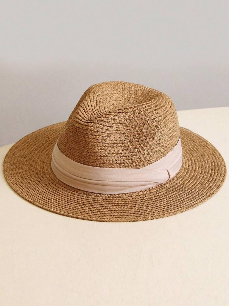 Wide Brim Straw Hat Unisex Casual Sun Protection Beach Hat Breathable UV Resistant