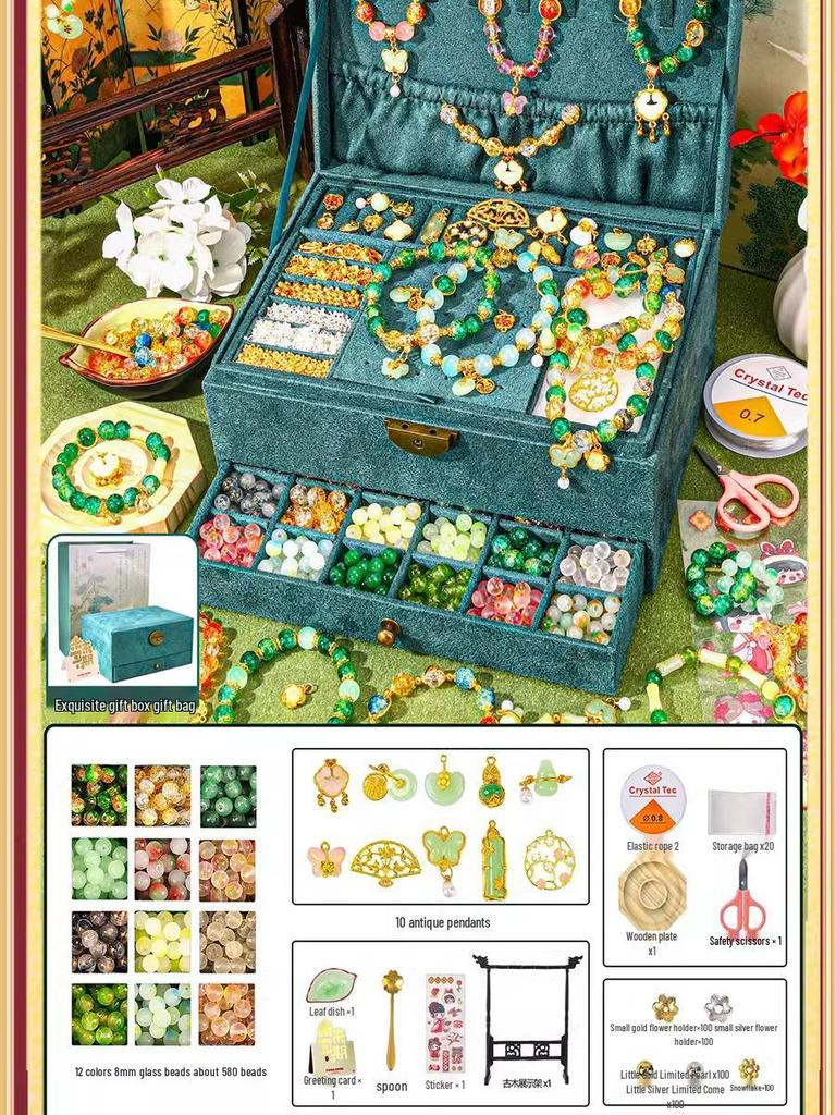Children's Handcrafted Glass Bead Bracelet DIY Kit - Ancient Style Jewelry Gift