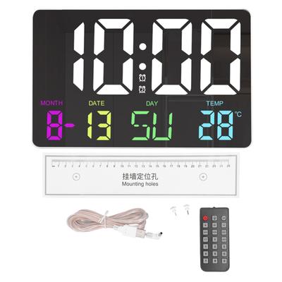 Digitale Wanduhr Fernbedienung RGB Bunt Einstellbare Fünf Geschwindigkeiten Helligkeit LED Kalender