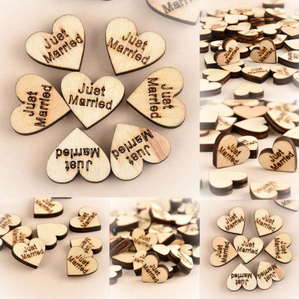 100pcs Stars Wedding Rustic Wooden Love Heart Table Scatter Crafts