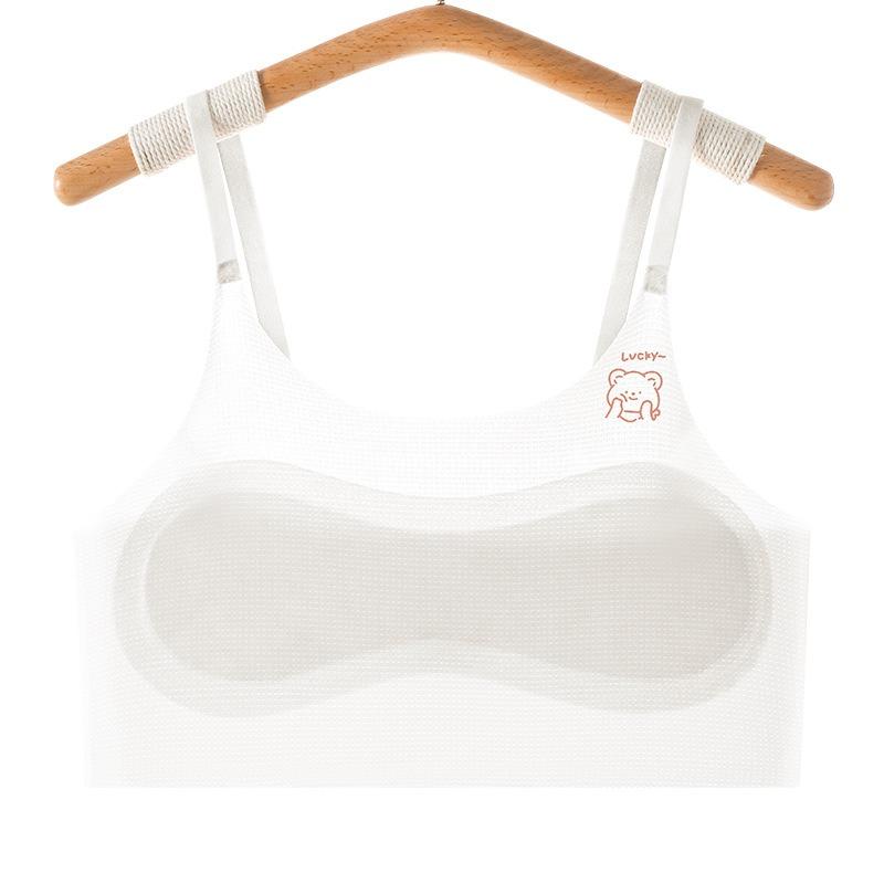 Teen Girls Youth Puberty Breathable Seamless Thin Ice Silk Camisole Bralette