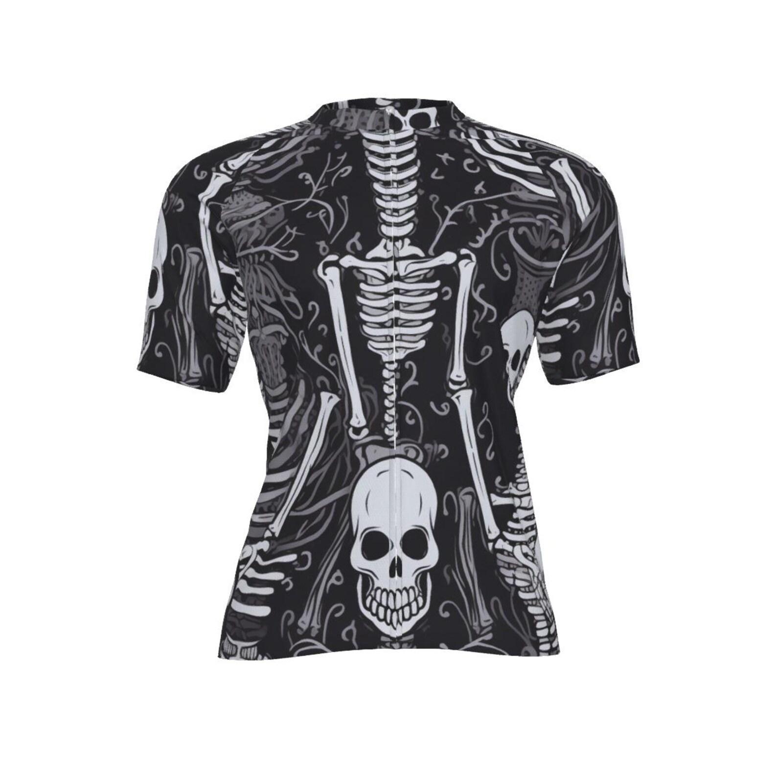 Cranial Inversion Skeleton Cycling Jersey – Skull Butt Bike Shirt – Funny Halloween Unisex Ride Gear 3XL